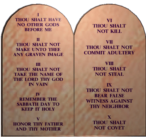 Two stone tablets with the Ten Commandments