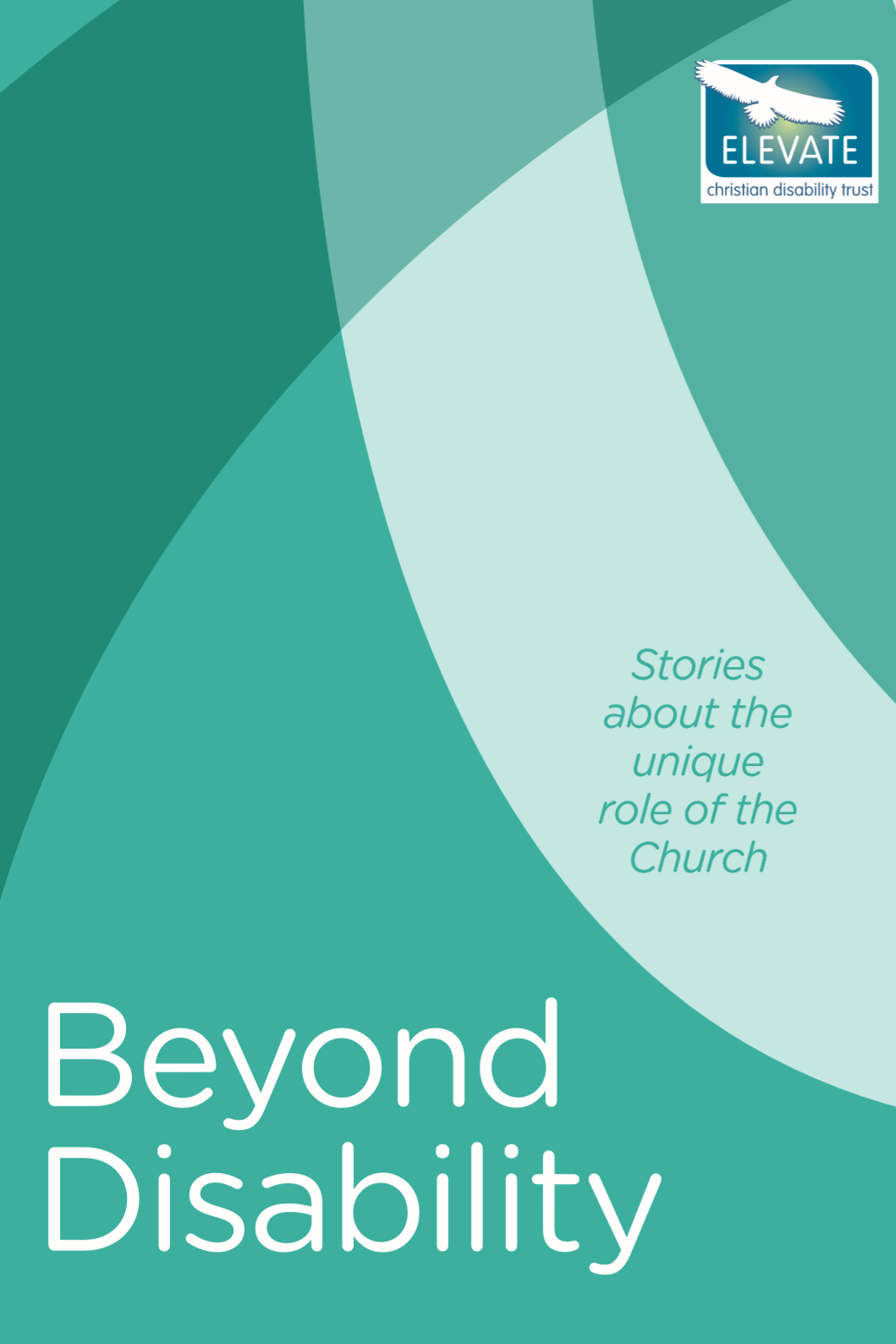 Beyond Disability Cover Image, green curved graphic design with Elevate logo in top right corner