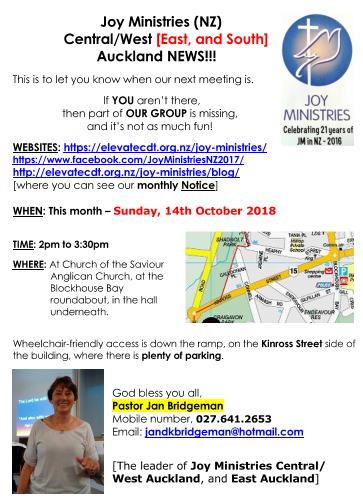 JM Central/West Auckland October Newsletter