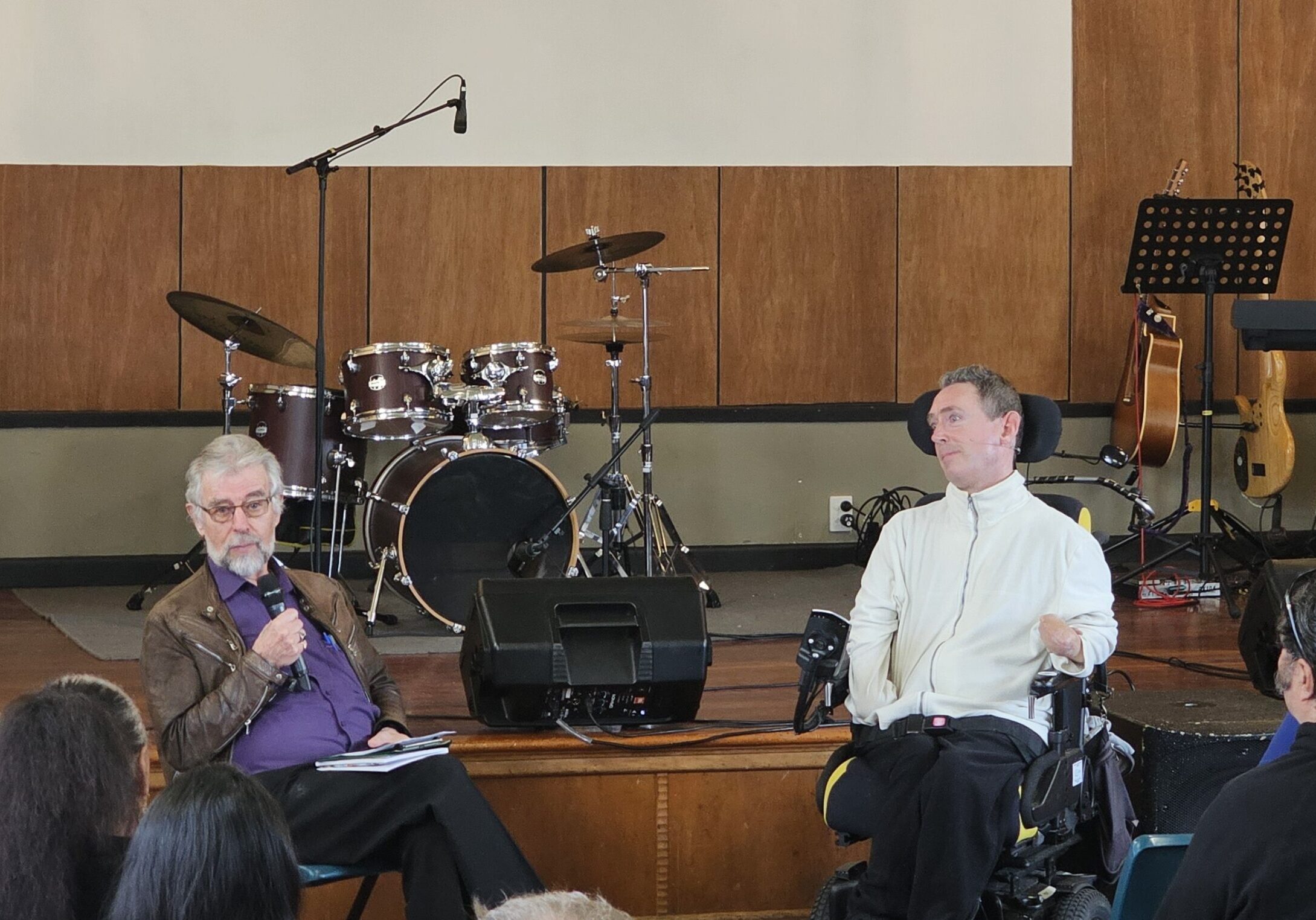 A father and son present at a Church that invited them to speak for D.A.S in June 2025